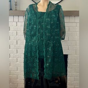 Formal Emerald Green Top with Lace Cover up